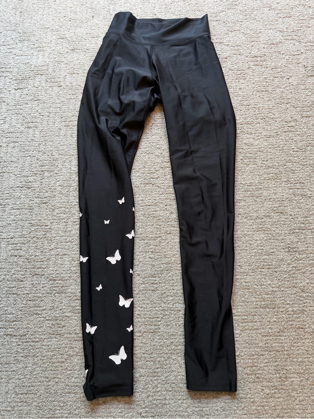 Electric Yoga Black Leggings with White Butterfly Print